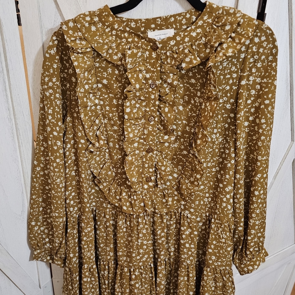 Bohmé Tiered Floral Boho Dress Size Small In Maize